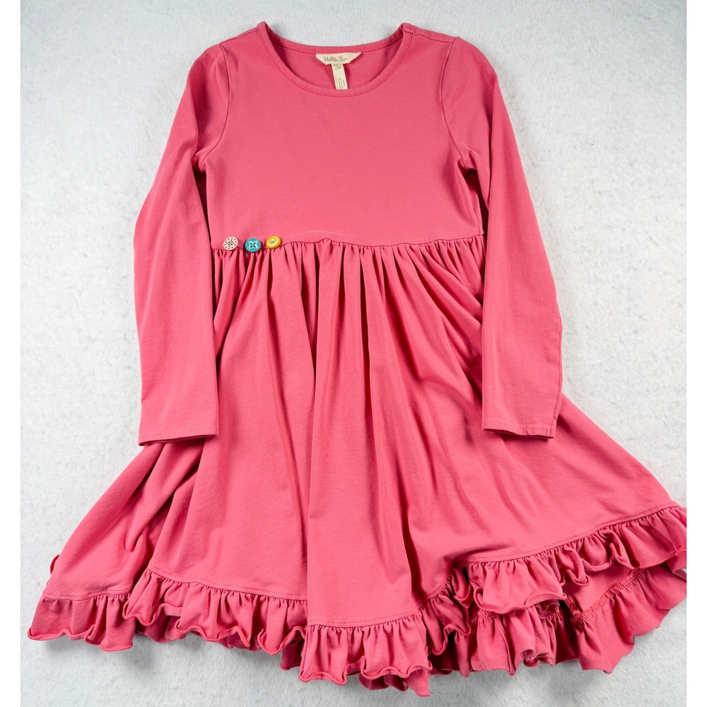 Matilda Jane Wonderment Sweet & Pink Ruffle Dress Girls Size 8 Long Sleeve Pink